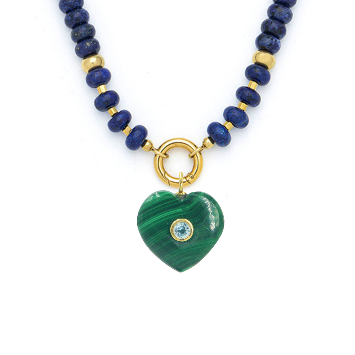 Gemstone Necklace With Malachite Pendant