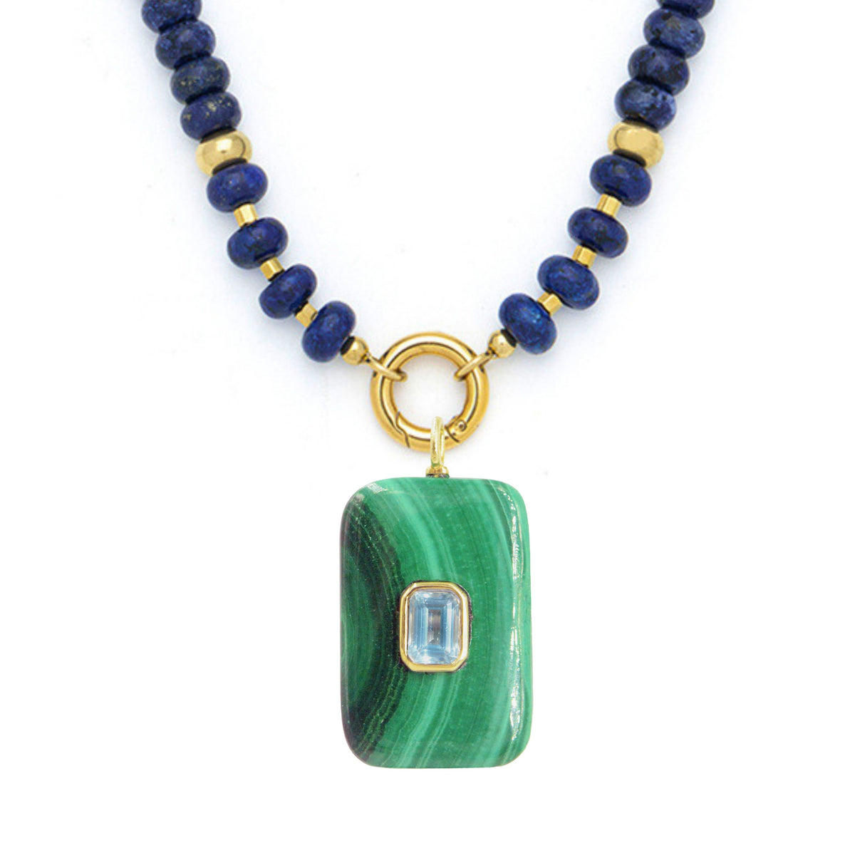 Gemstone Necklace With Malachite Pendant