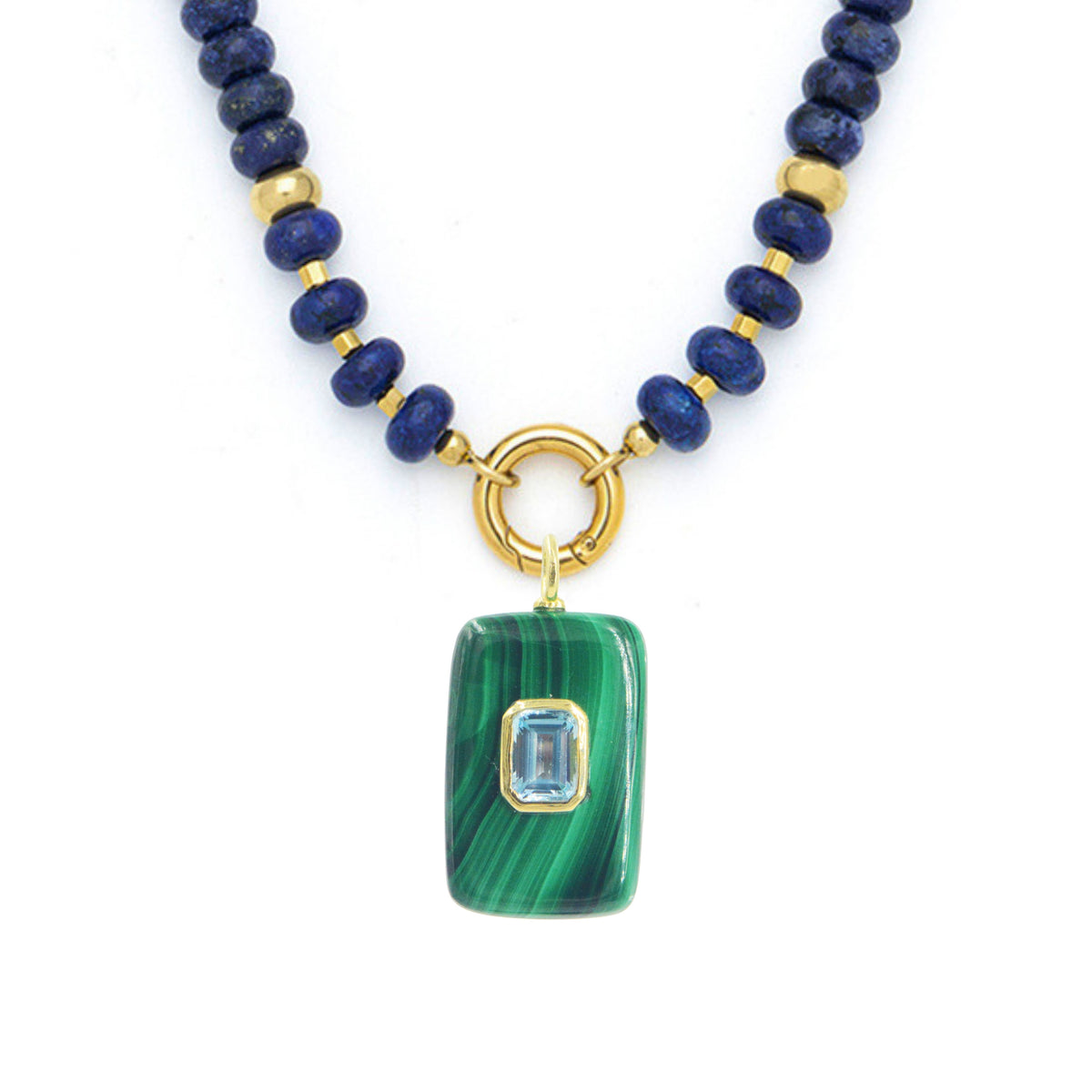 Gemstone Necklace With Malachite Pendant