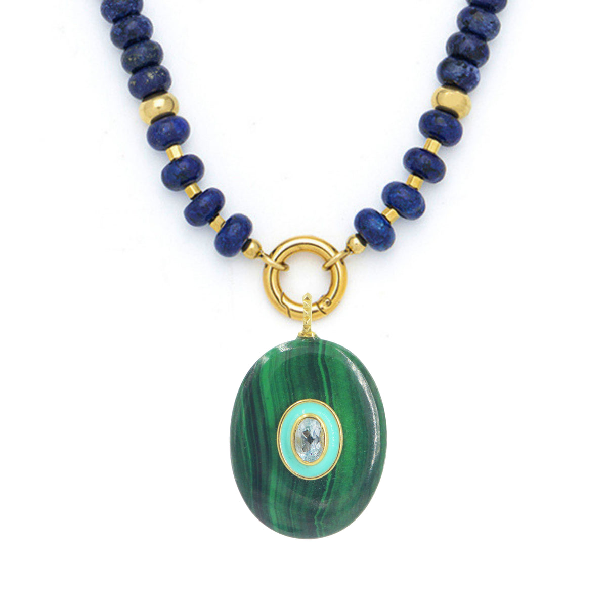 Gemstone Necklace With Malachite Pendant