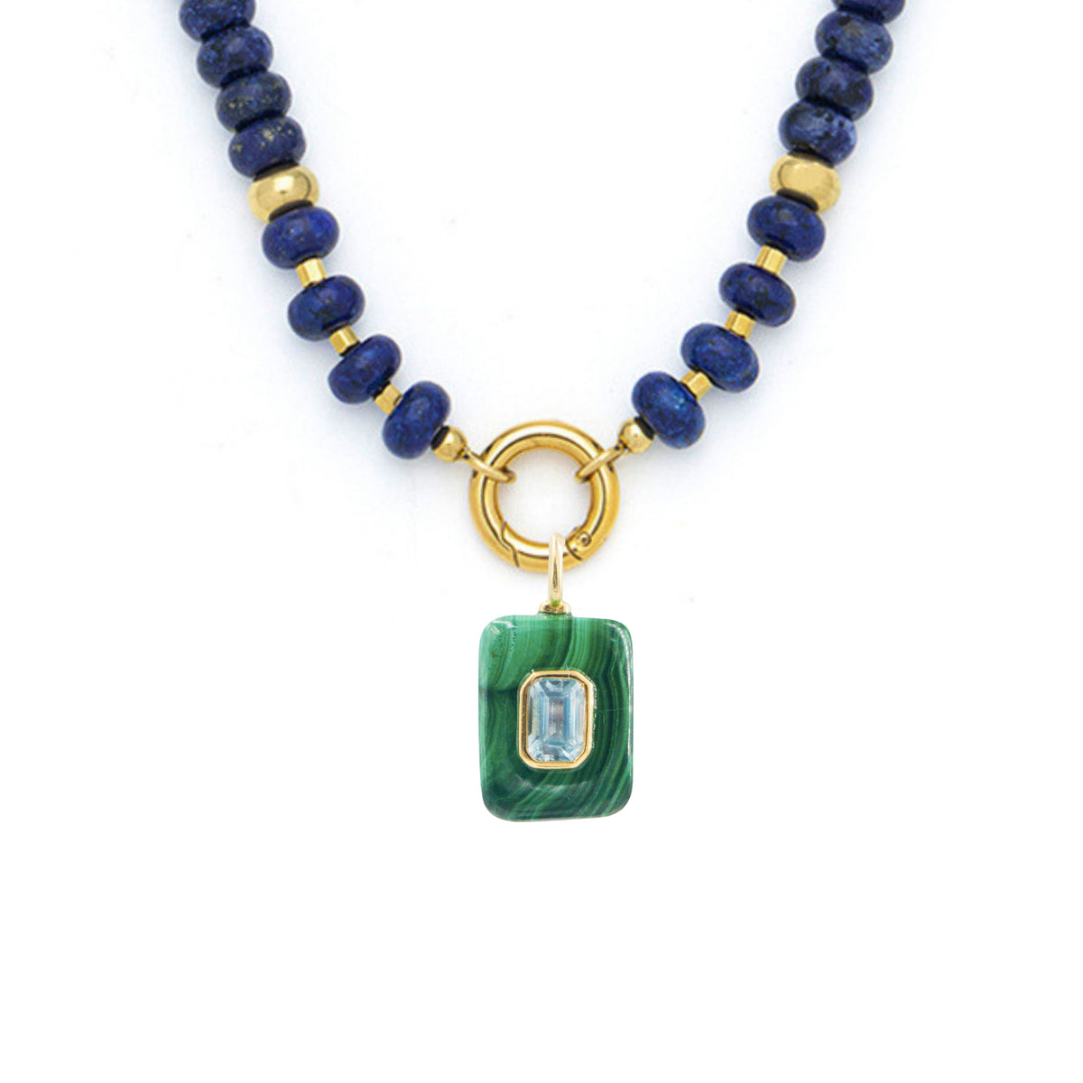 Gemstone Necklace With Malachite Pendant