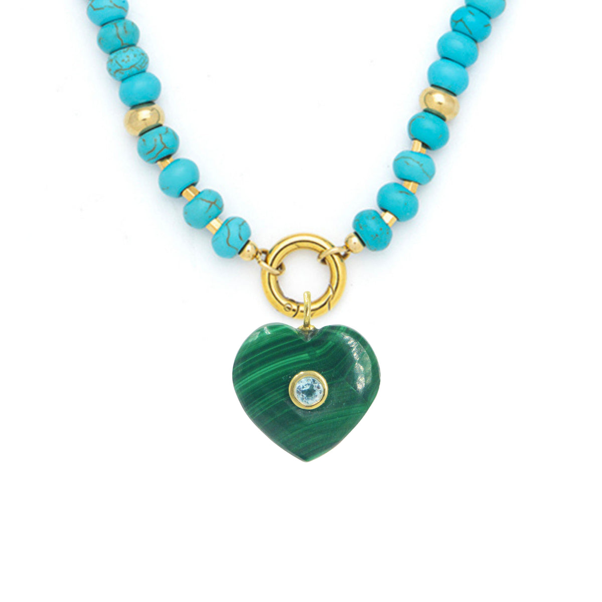 Gemstone Necklace With Malachite Pendant