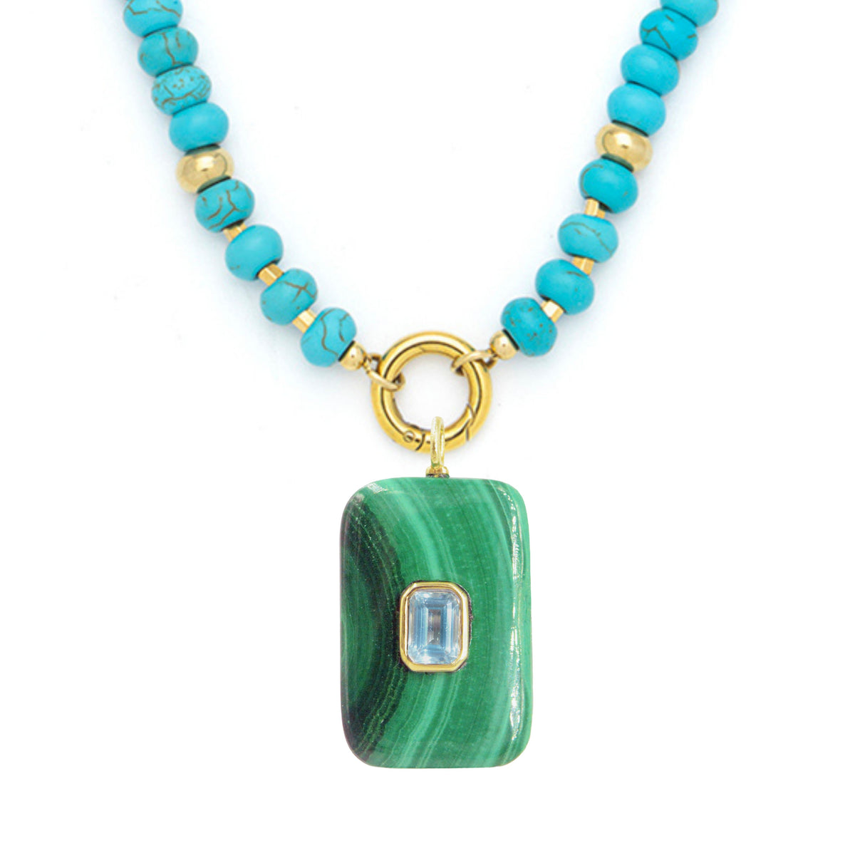 Gemstone Necklace With Malachite Pendant