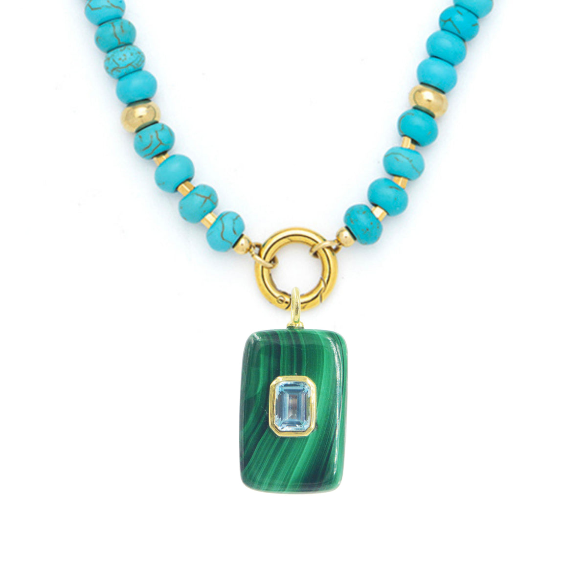 Gemstone Necklace With Malachite Pendant