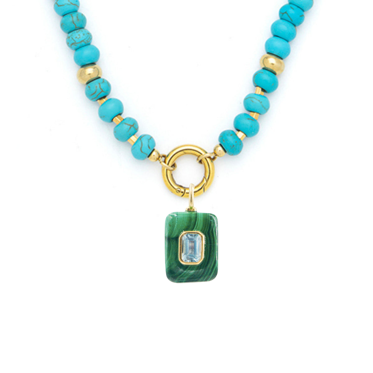 Gemstone Necklace With Malachite Pendant
