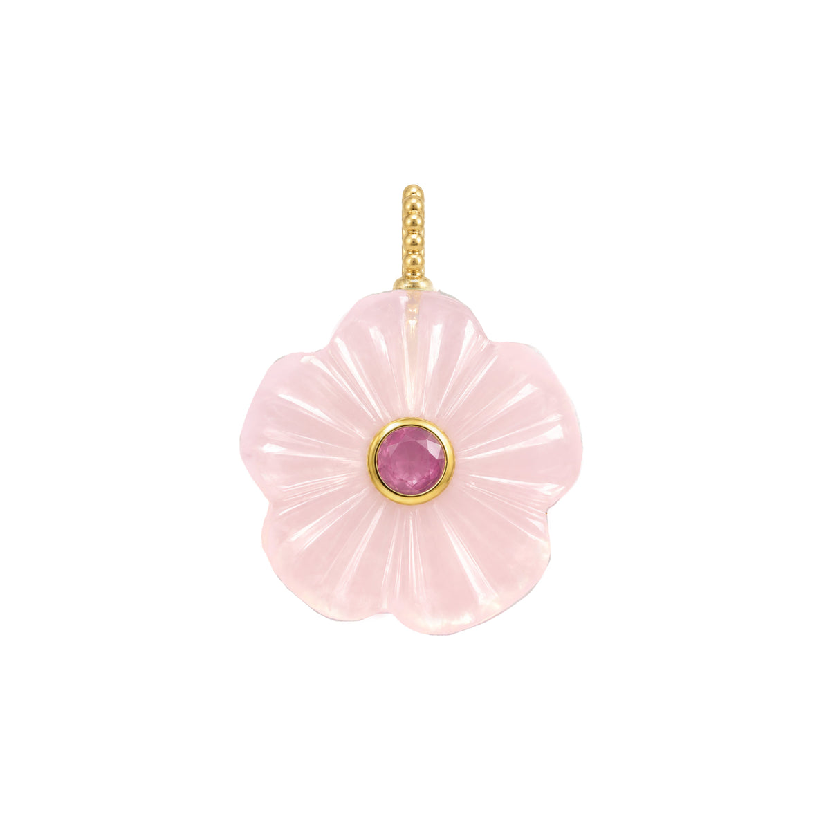 Flower Gemstone Pendant With Topaz Rose Quartz