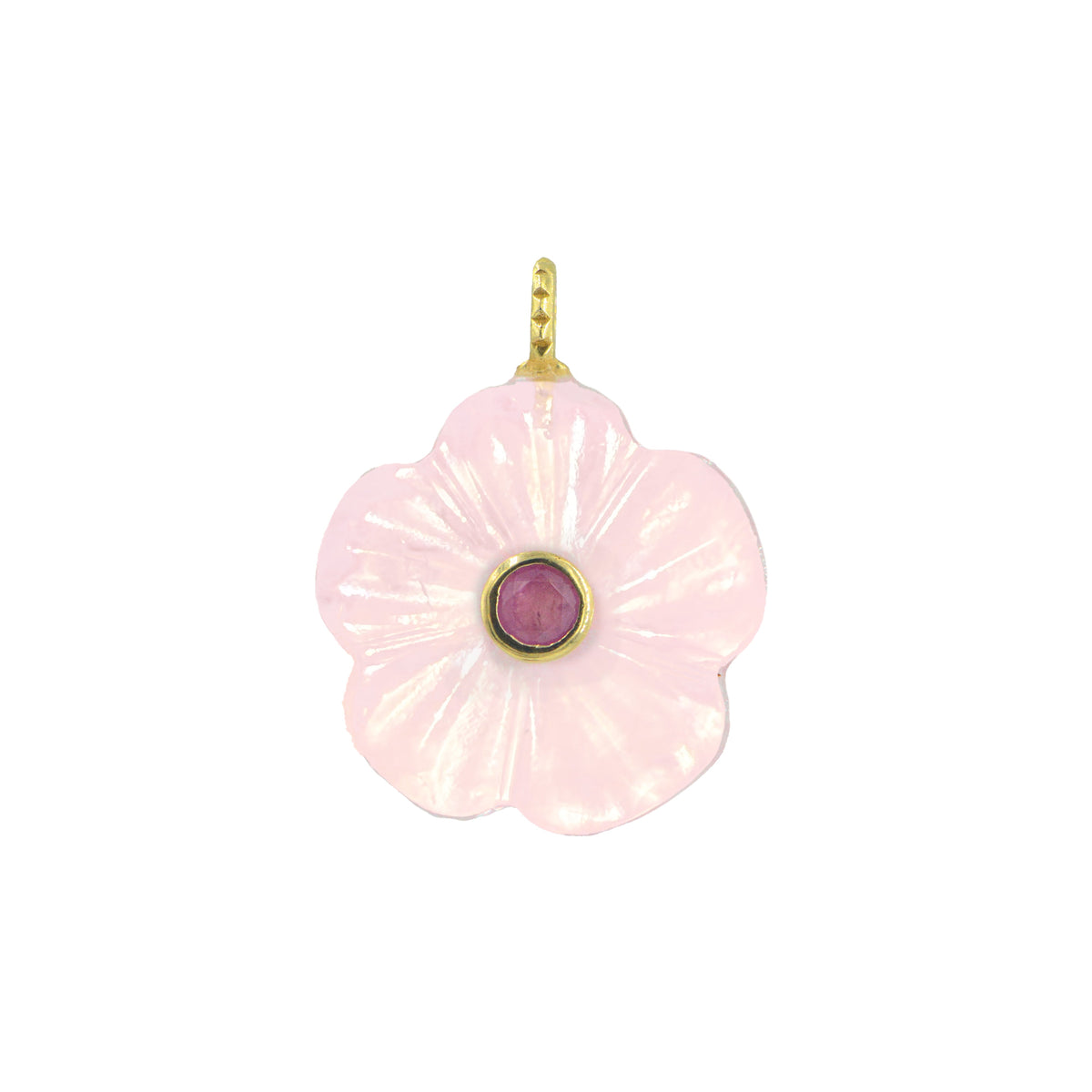 Rose Quartz Gemstone Necklace Flower Pink Sapphire
