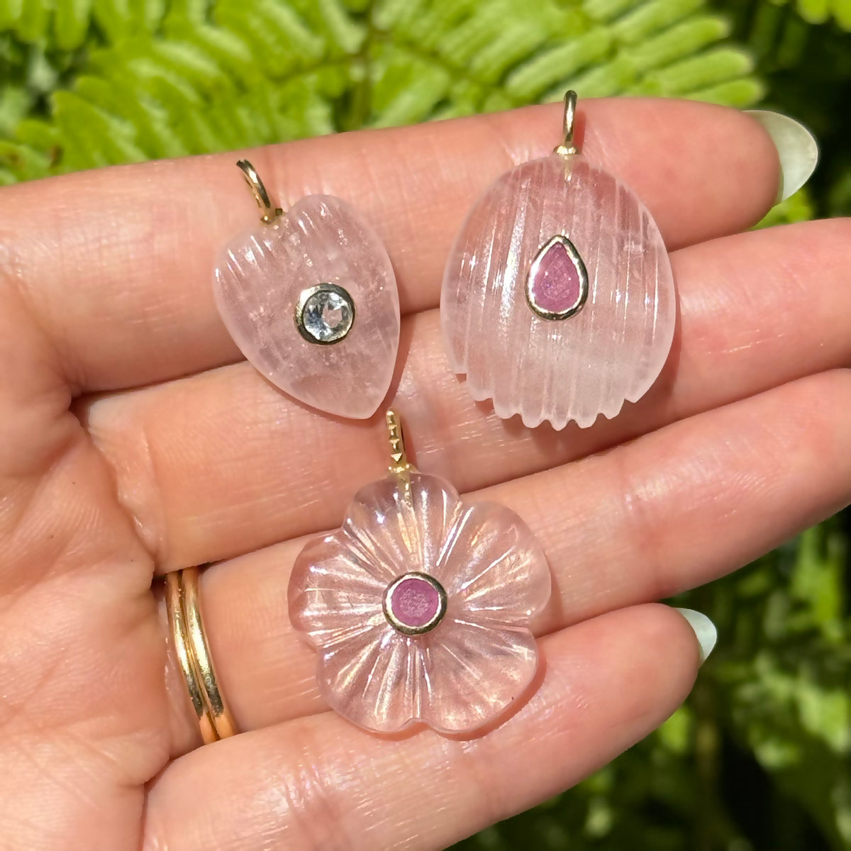 Rose Quartz Pendant and Raya Gemstone Necklace all stones