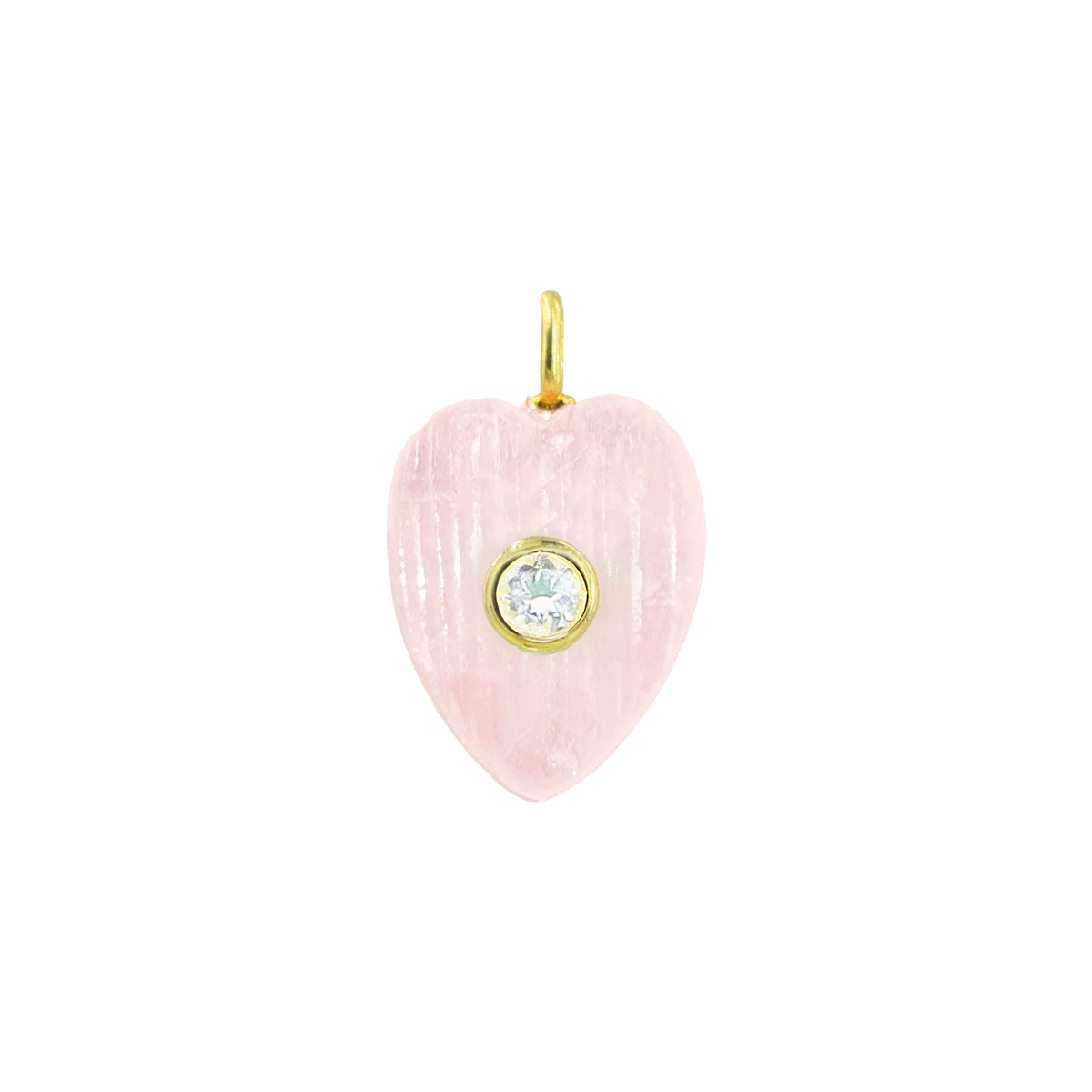 Rose Quartz Gemstone Necklace Heart White Topaz