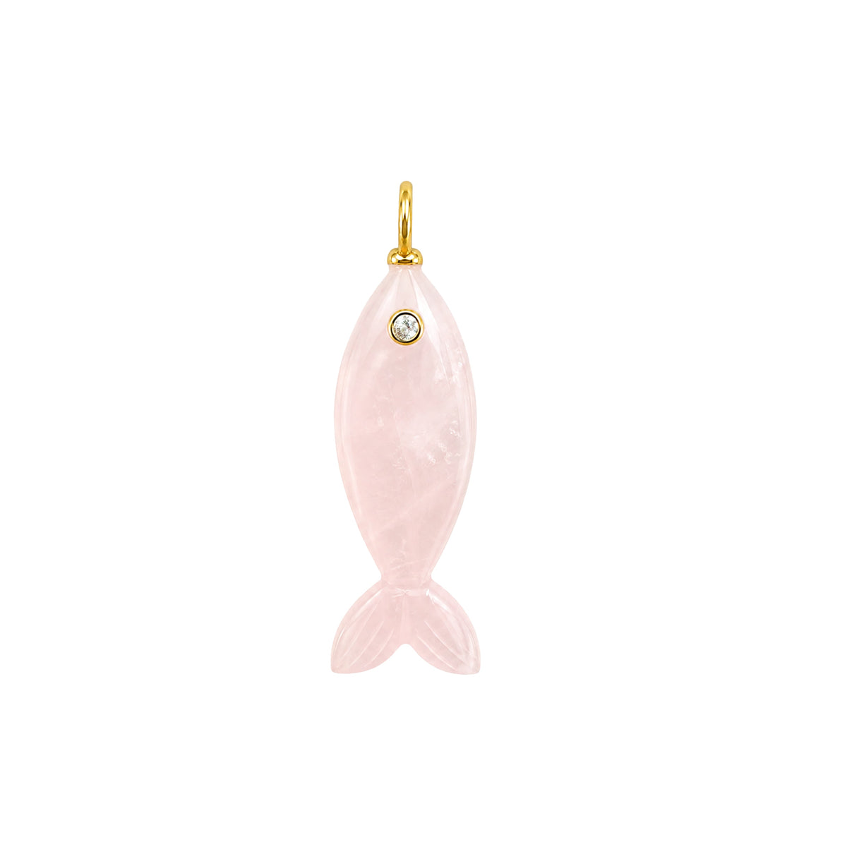 Mini Fish Gemstone Pendant With Topaz Rose Quartz