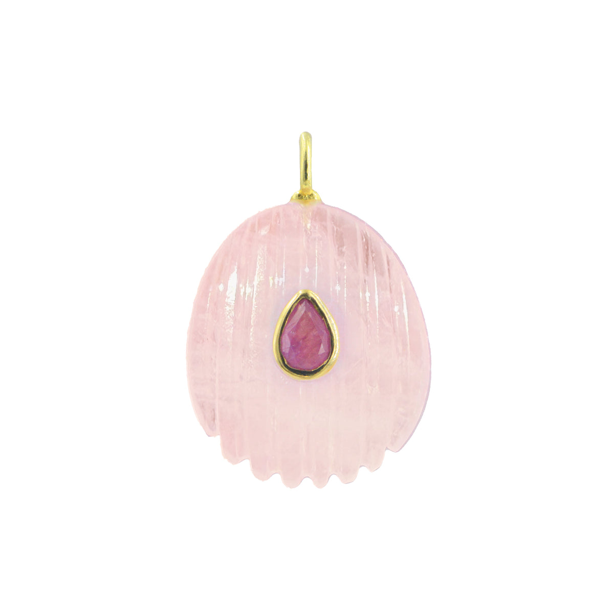 Rose Quartz Gemstone Necklace Shell Pink Sapphire
