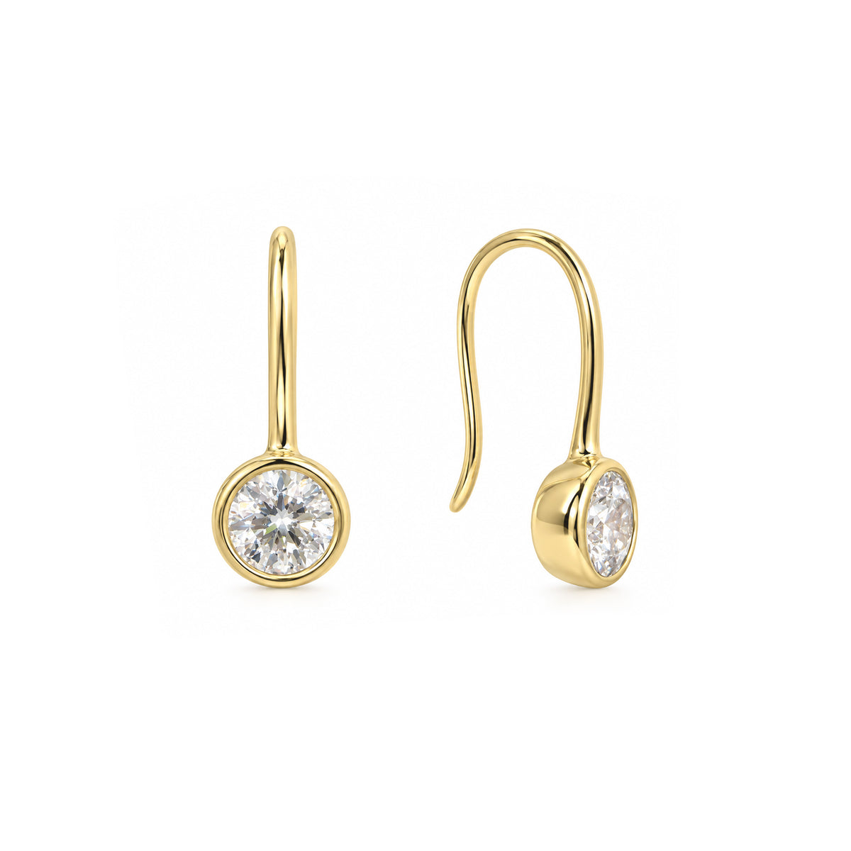 Modern Round Bezel CZ Loop Earrings