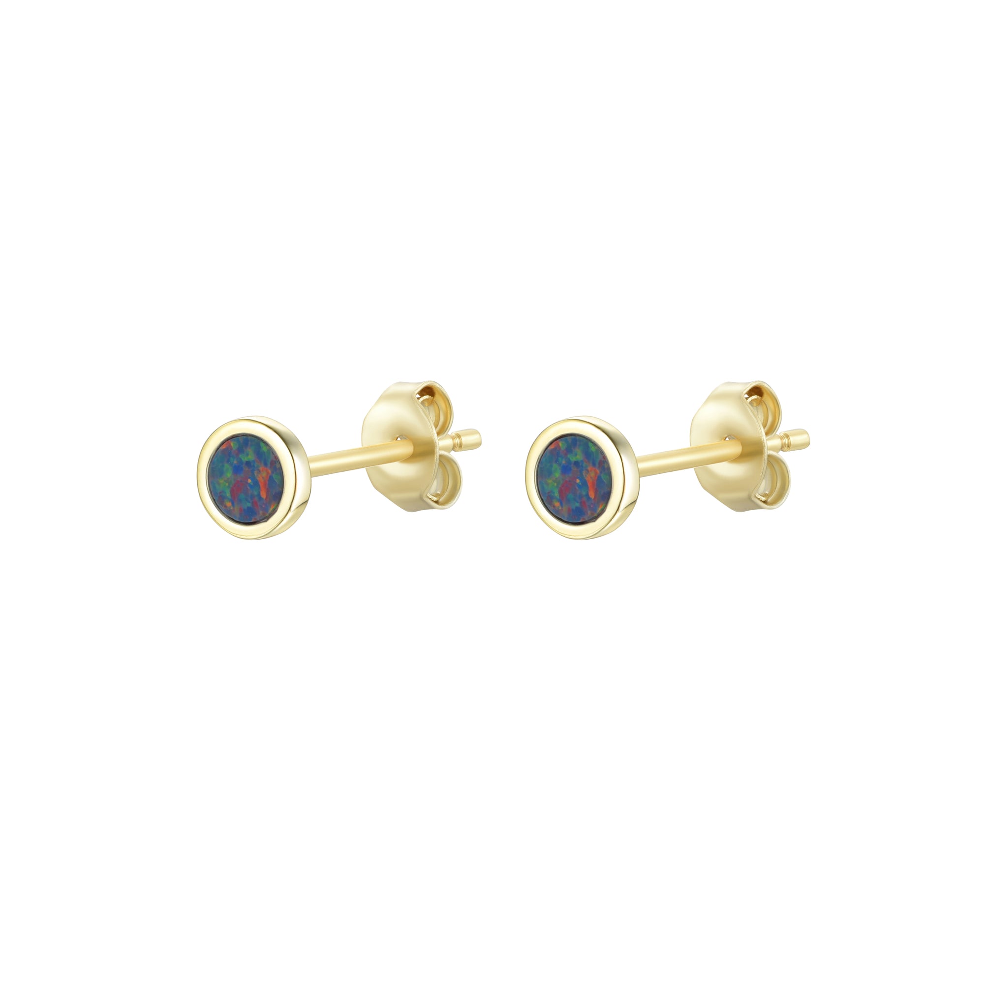 Round opal stud earrings white gold