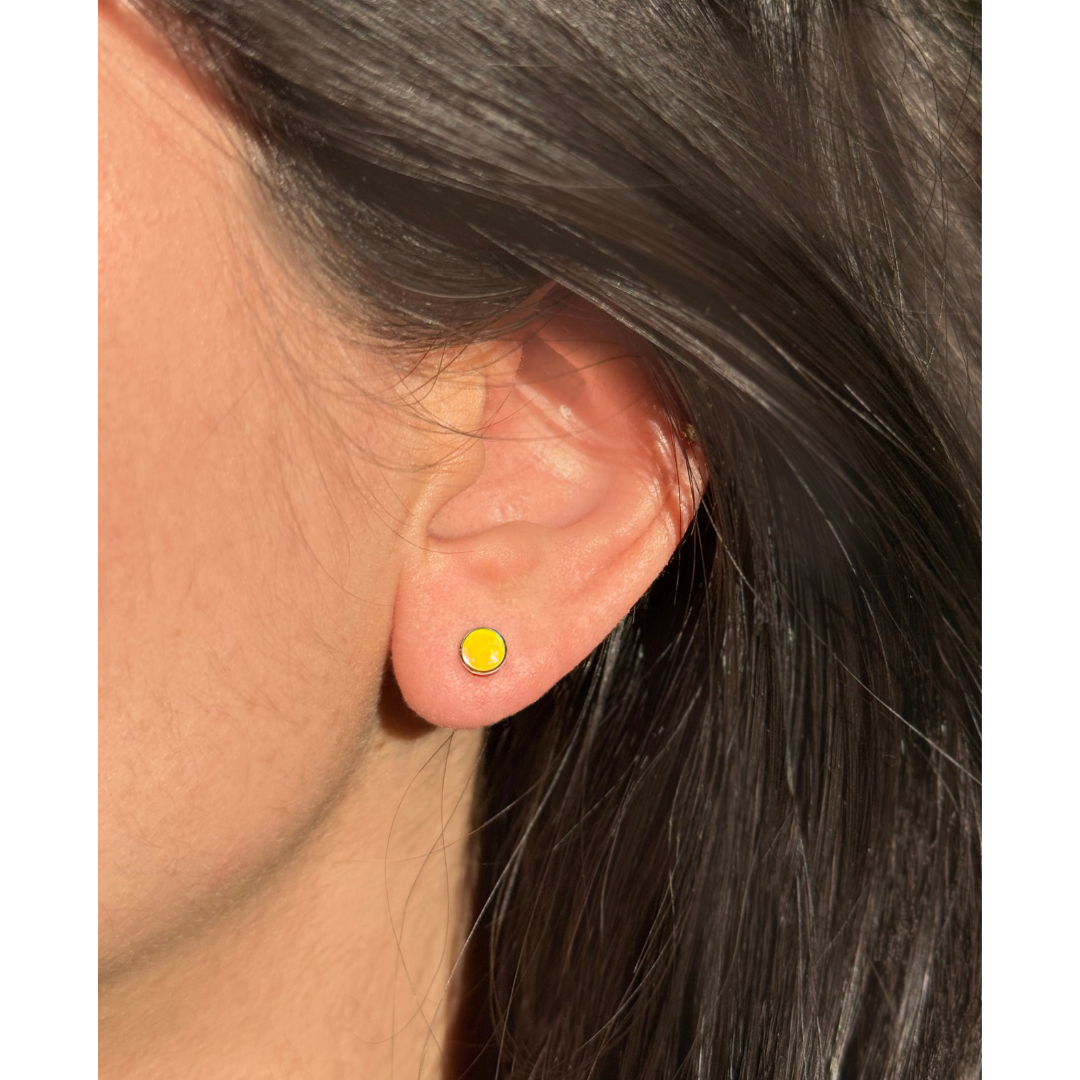 Round Opal Stud Earrings