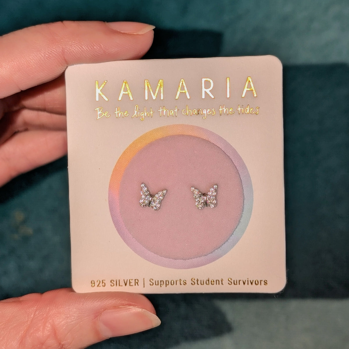 Butterfly Stud Earrings with Crystals