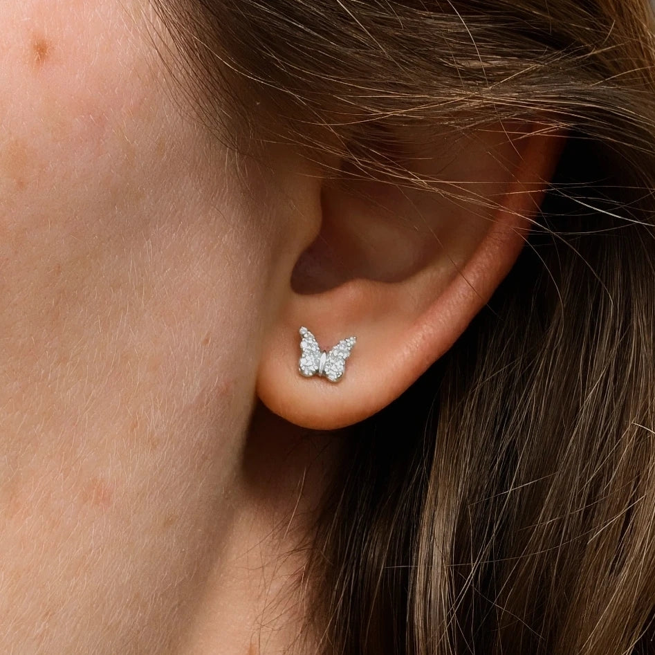 Kamaria Butterfly Stud Earrings with Crystals Gold