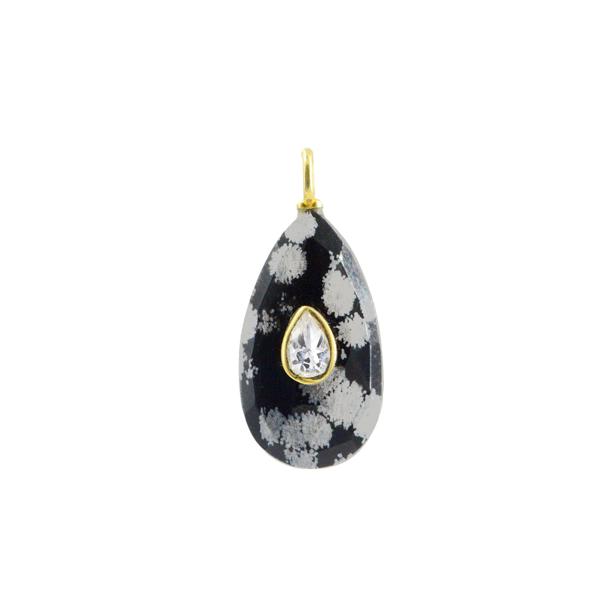 Snowflake Obsidian Gemstone Pendant With Topaz