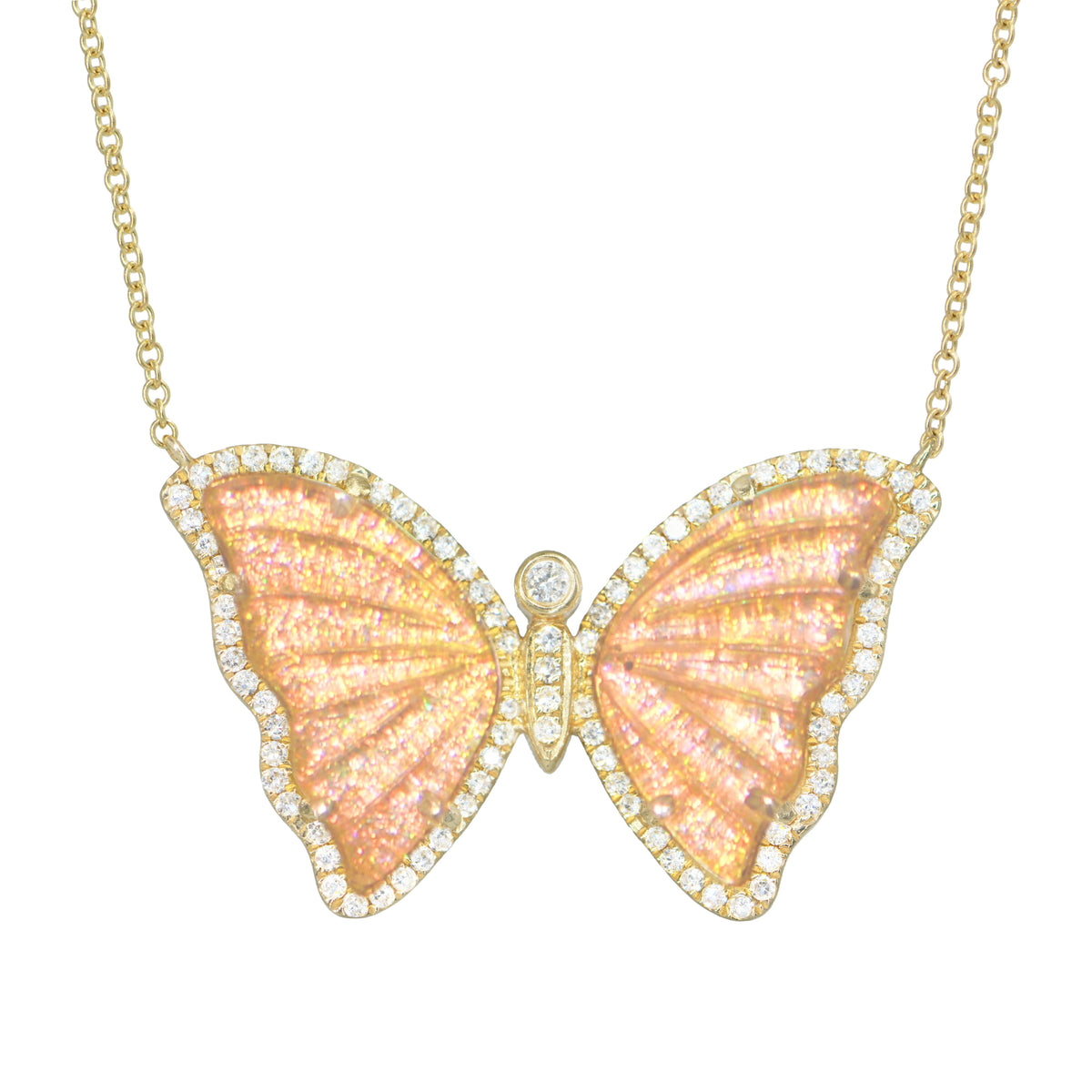 Sunlight Topaz Butterfly Necklace With Diamonds