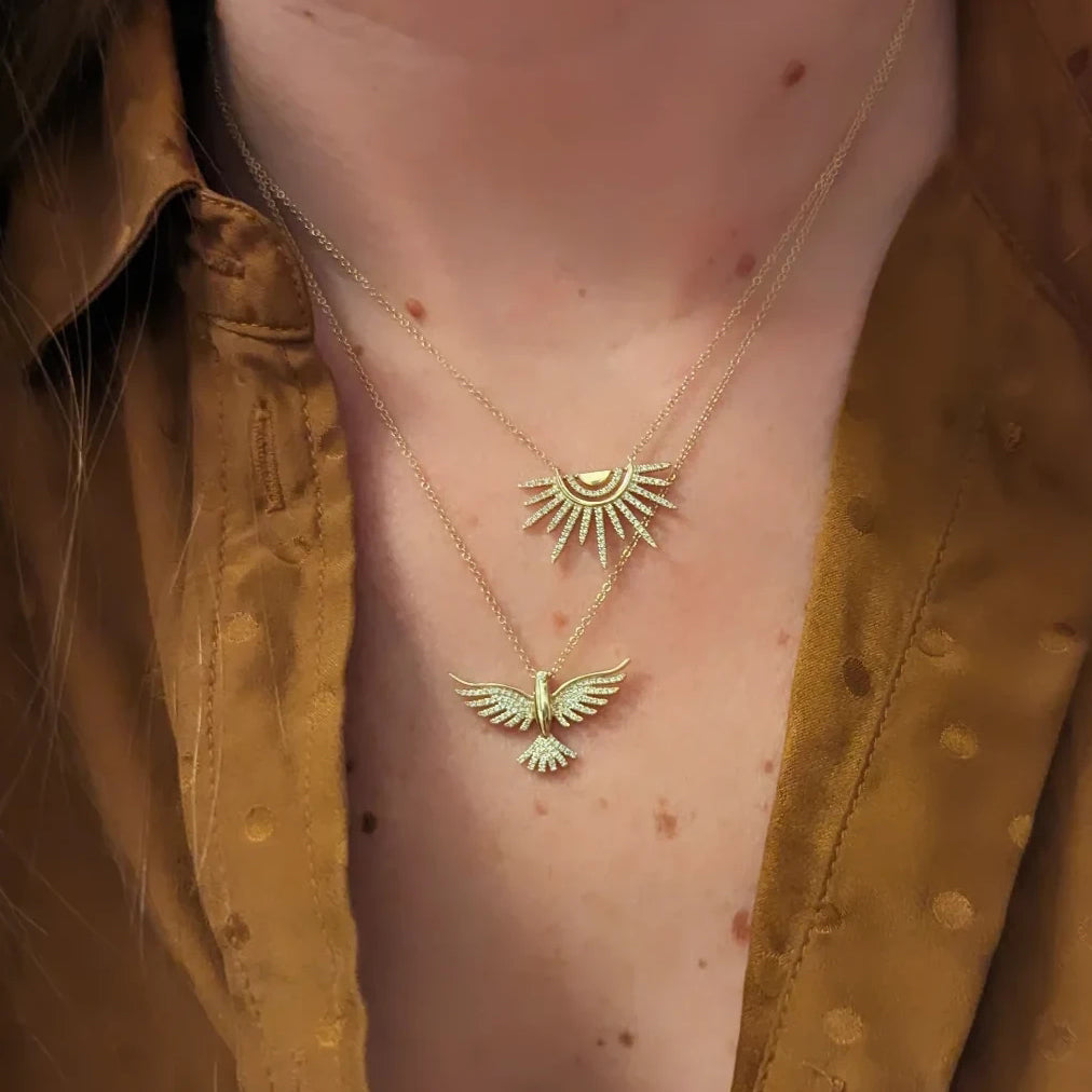 sunset and phoenix necklace with diamonds layered
