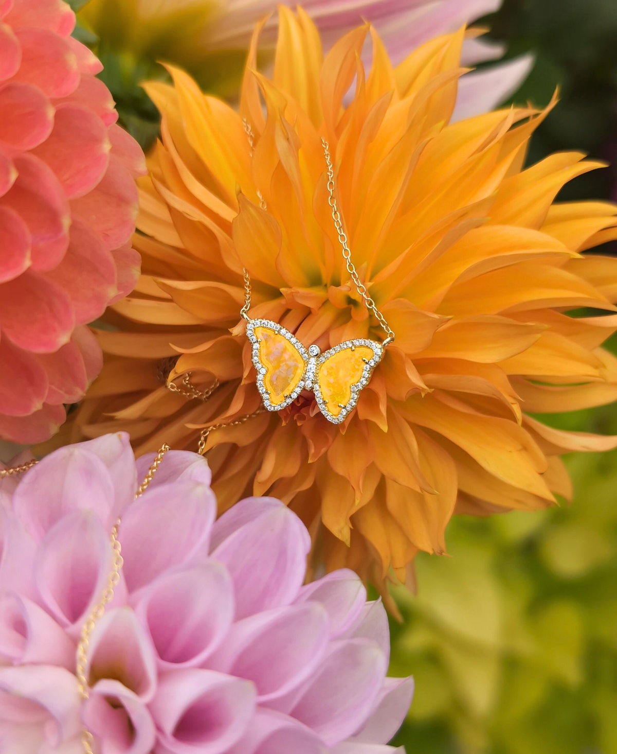 Gift Set | Opal Butterfly Necklace With Opal Butterfly Stud Earrings