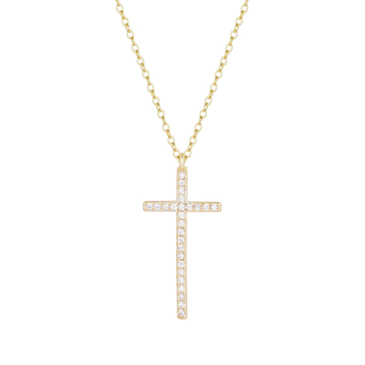 Long Cross Necklace With Crystals