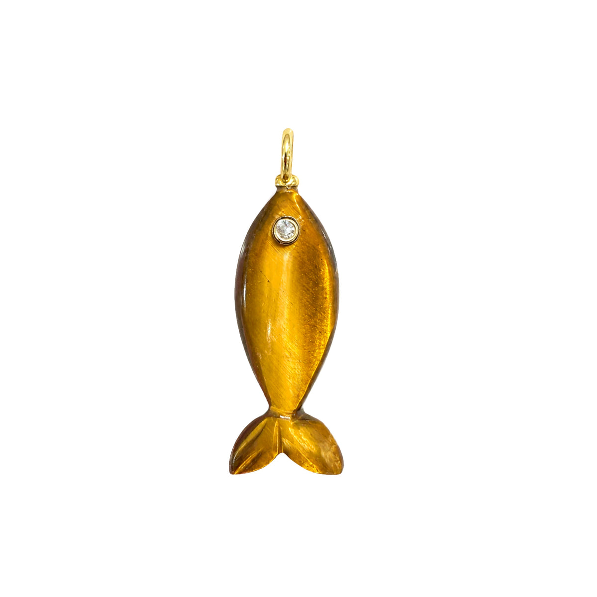 Mini Fish Gemstone Pendant With Topaz Tigers Eye