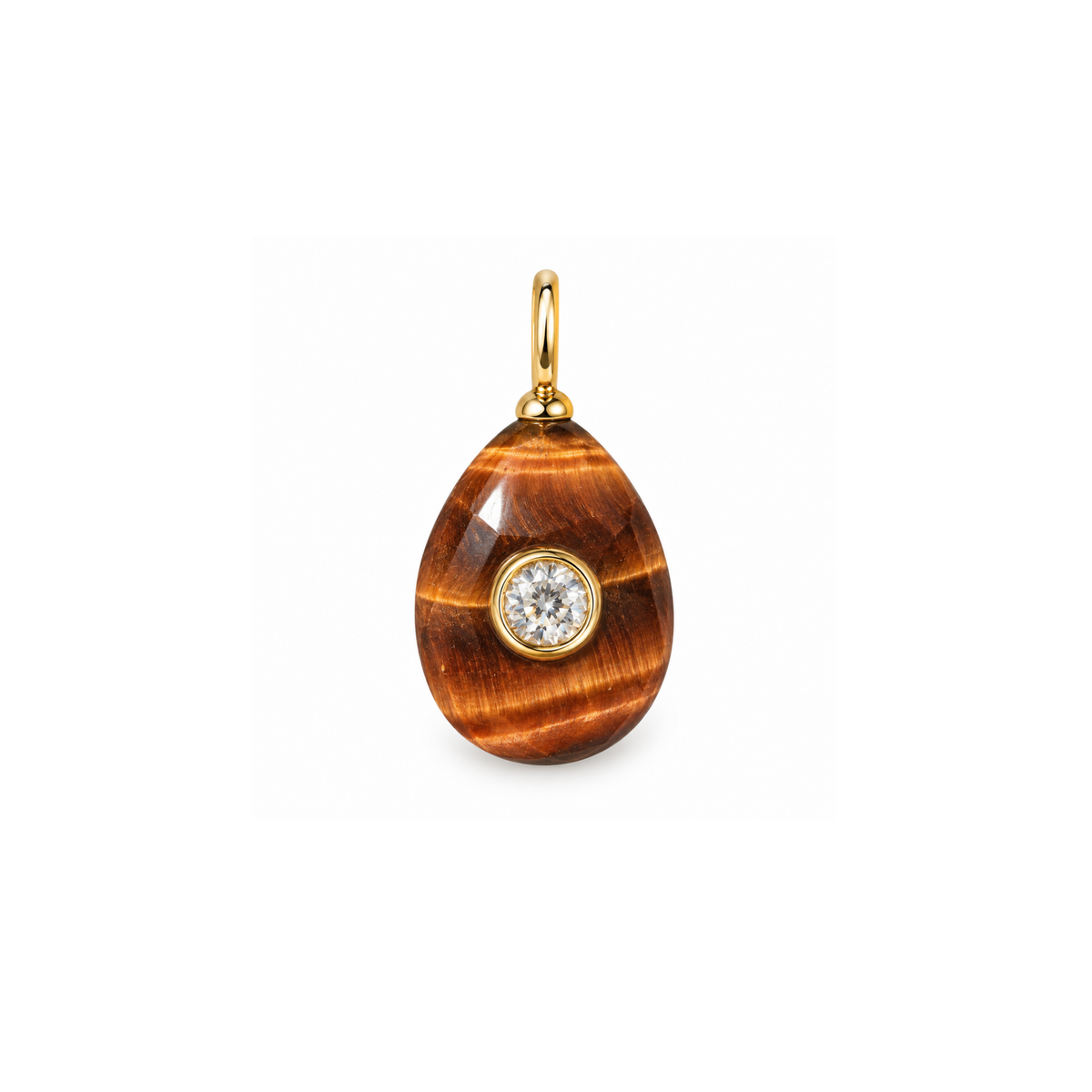 Tigers Eye Gemstone Pendant With Topaz