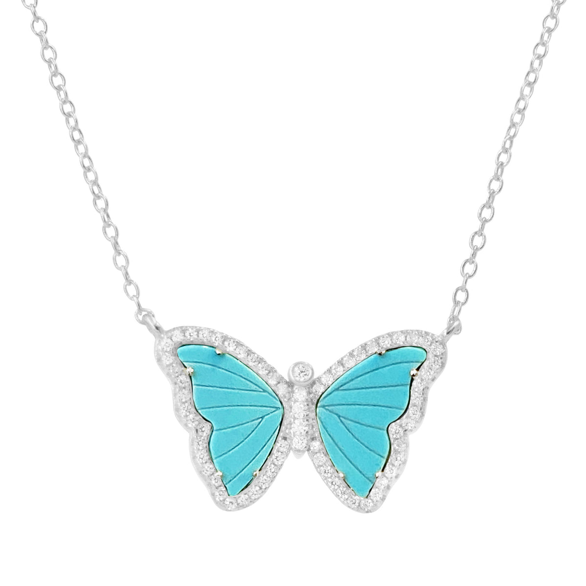 Turquoise Butterfly Necklace With Crystals