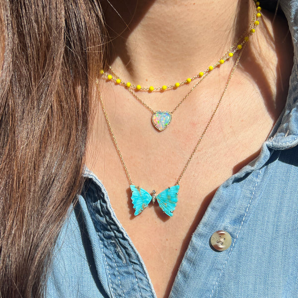 Turquoise Butterfly Gem Necklace Large Turquoise Butterfly