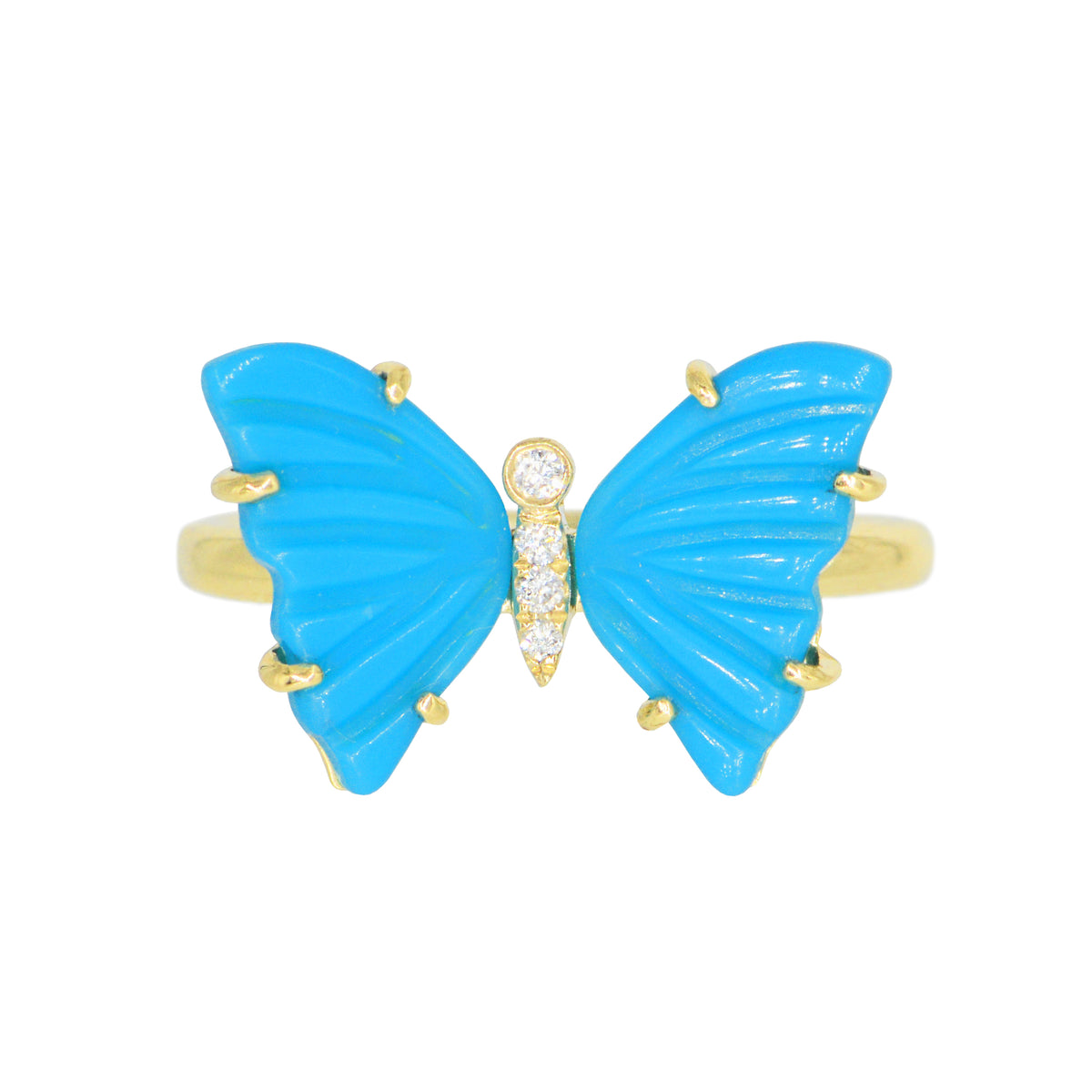 Turquoise Butterfly Ring With Diamonds