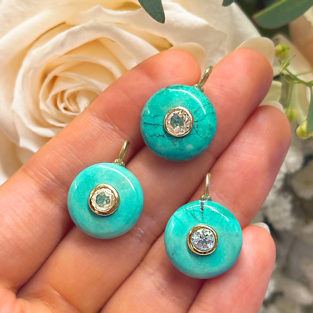 Turquoise Gemstone Pendant With Topaz