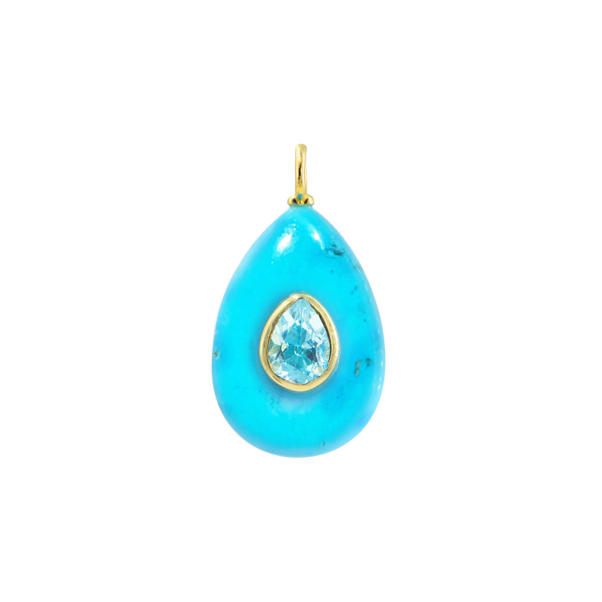 Turquoise Howlite Gemstone Pendant With Blue Topaz