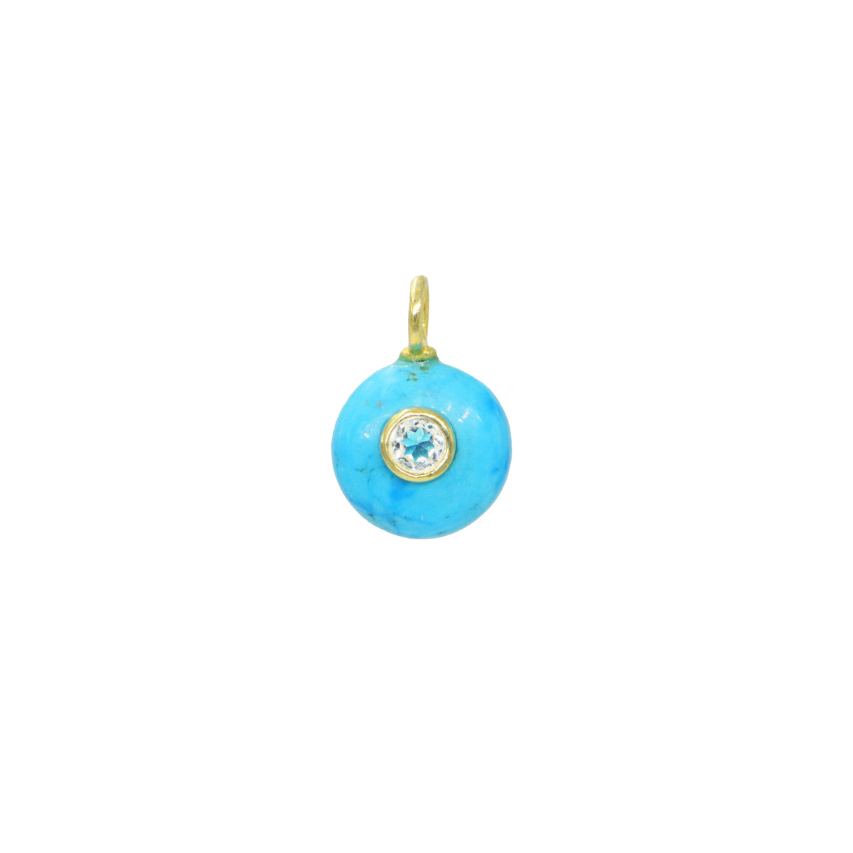 Turquoise Howlite Gemstone Pendant With Topaz Mini Coin
