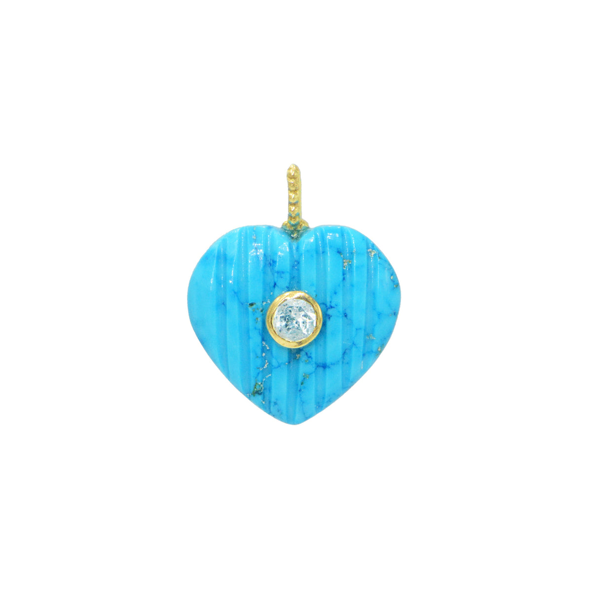 Turquoise Howlite Gemstone Pendant With Topaz Wide Heart