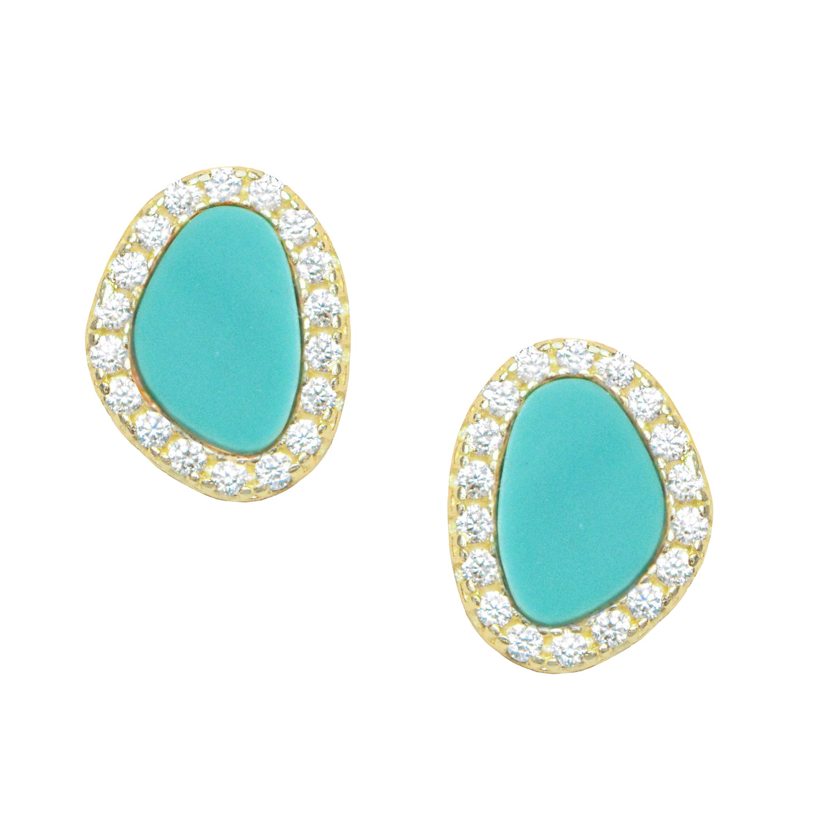 turquoise pebble stud earrings gold