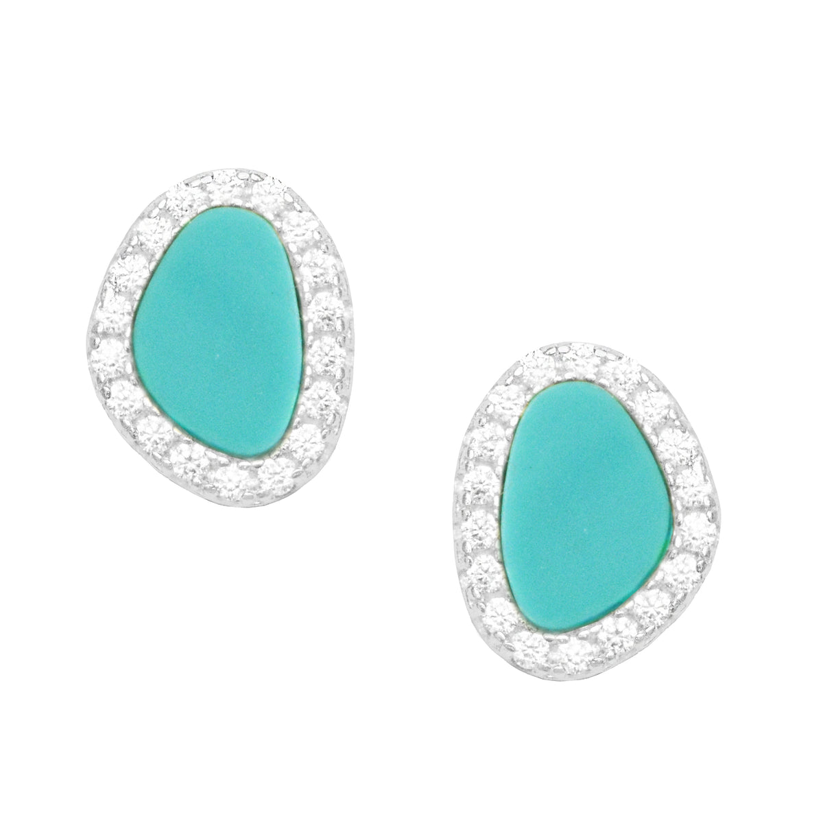 turquoise pebble stud earrings silver