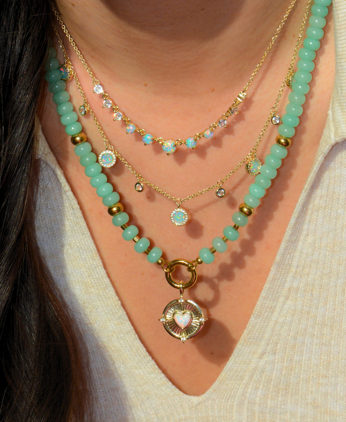Radiant Opal Heart Necklace