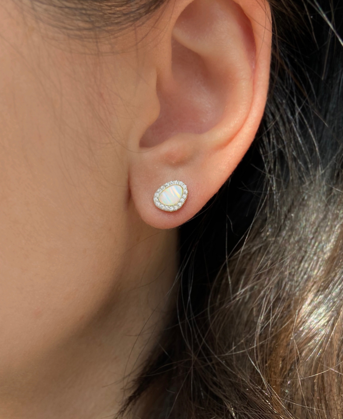 Opal Pebble Stud Earrings