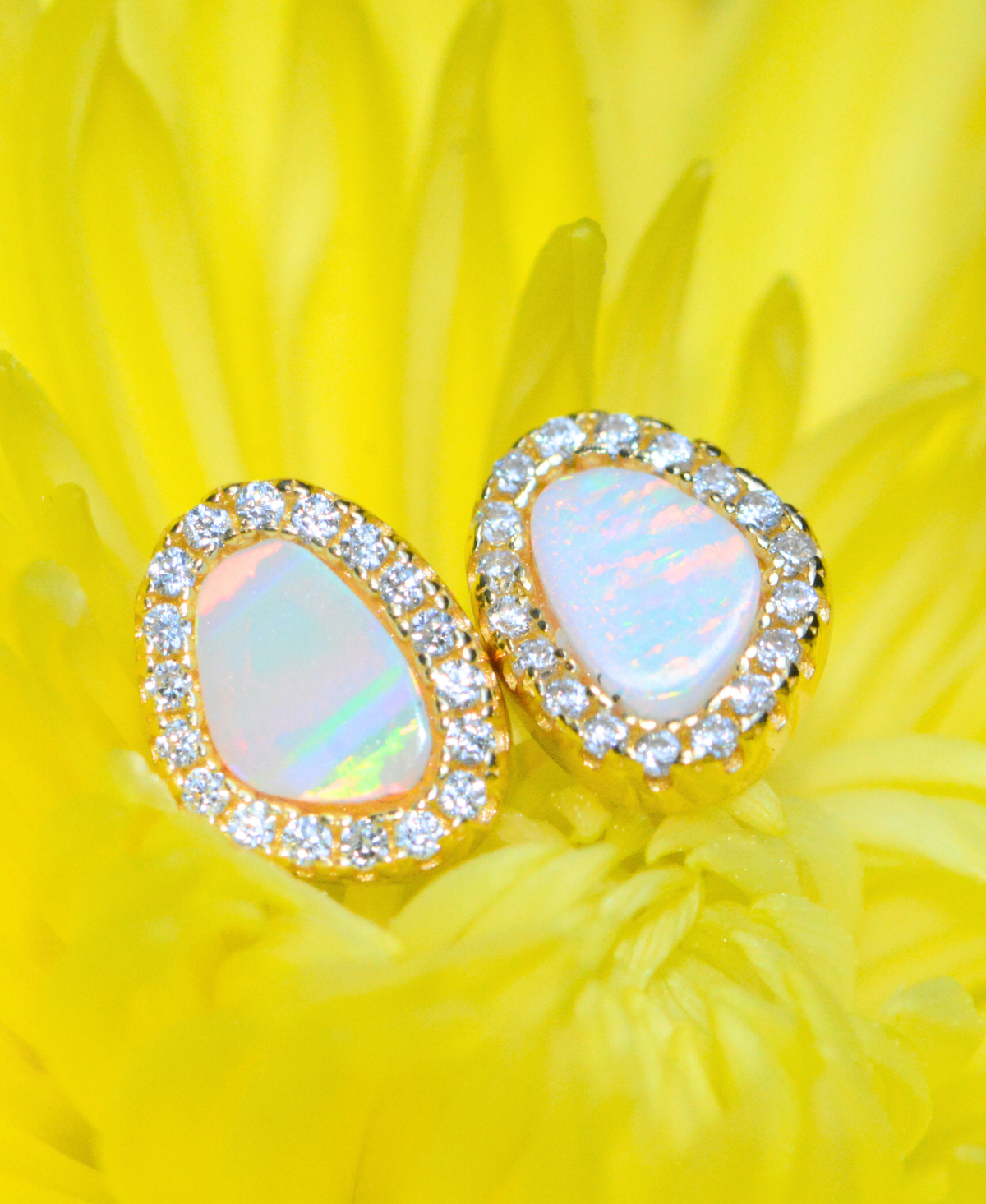 Opal Pebble Stud Earrings