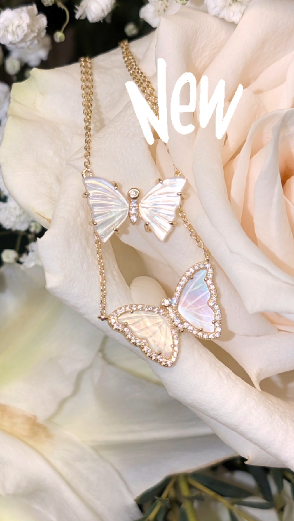 Pearl Butterfly Necklace With Prongs