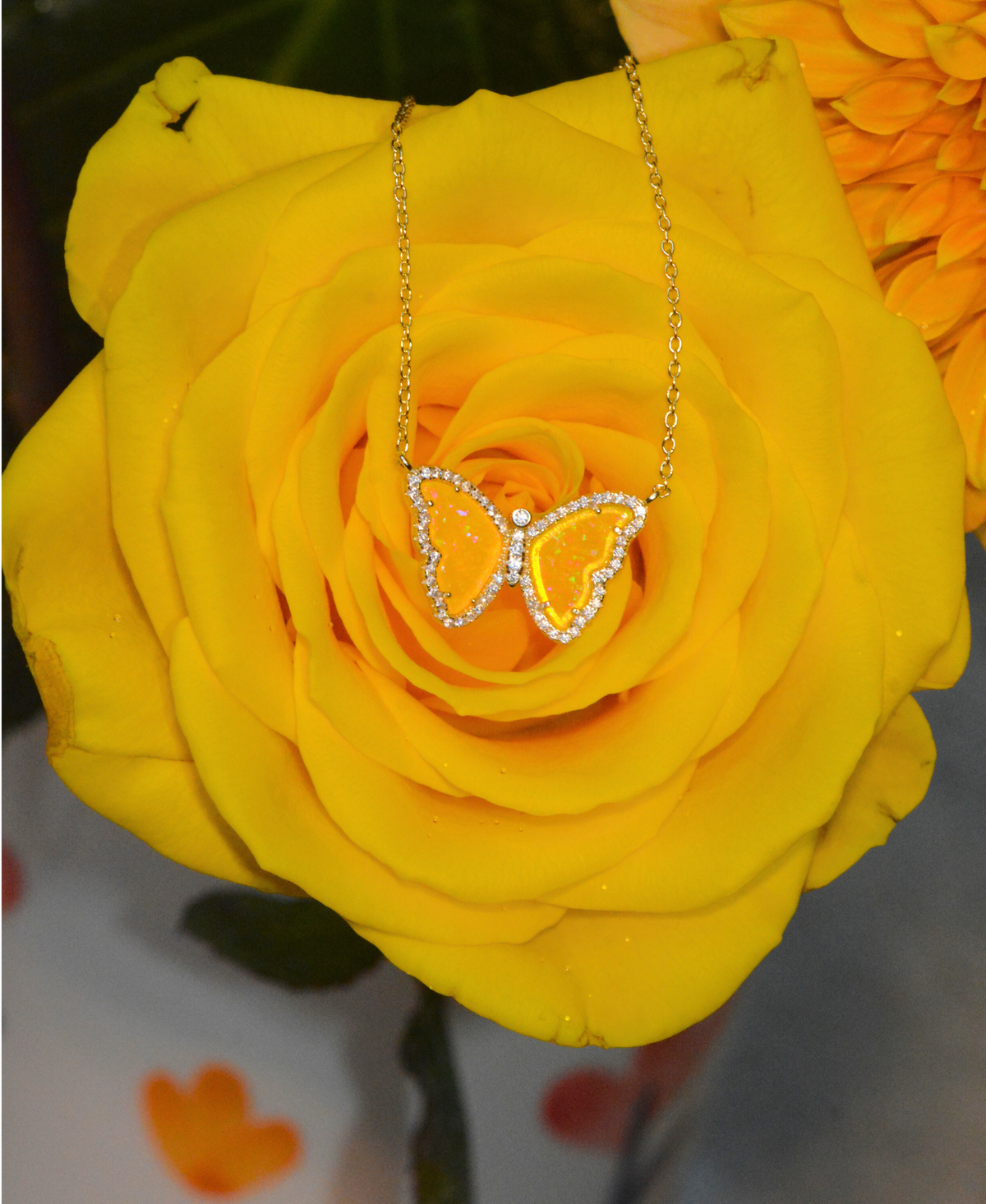 Gift Set | Opal Butterfly Necklace With Opal Butterfly Stud Earrings