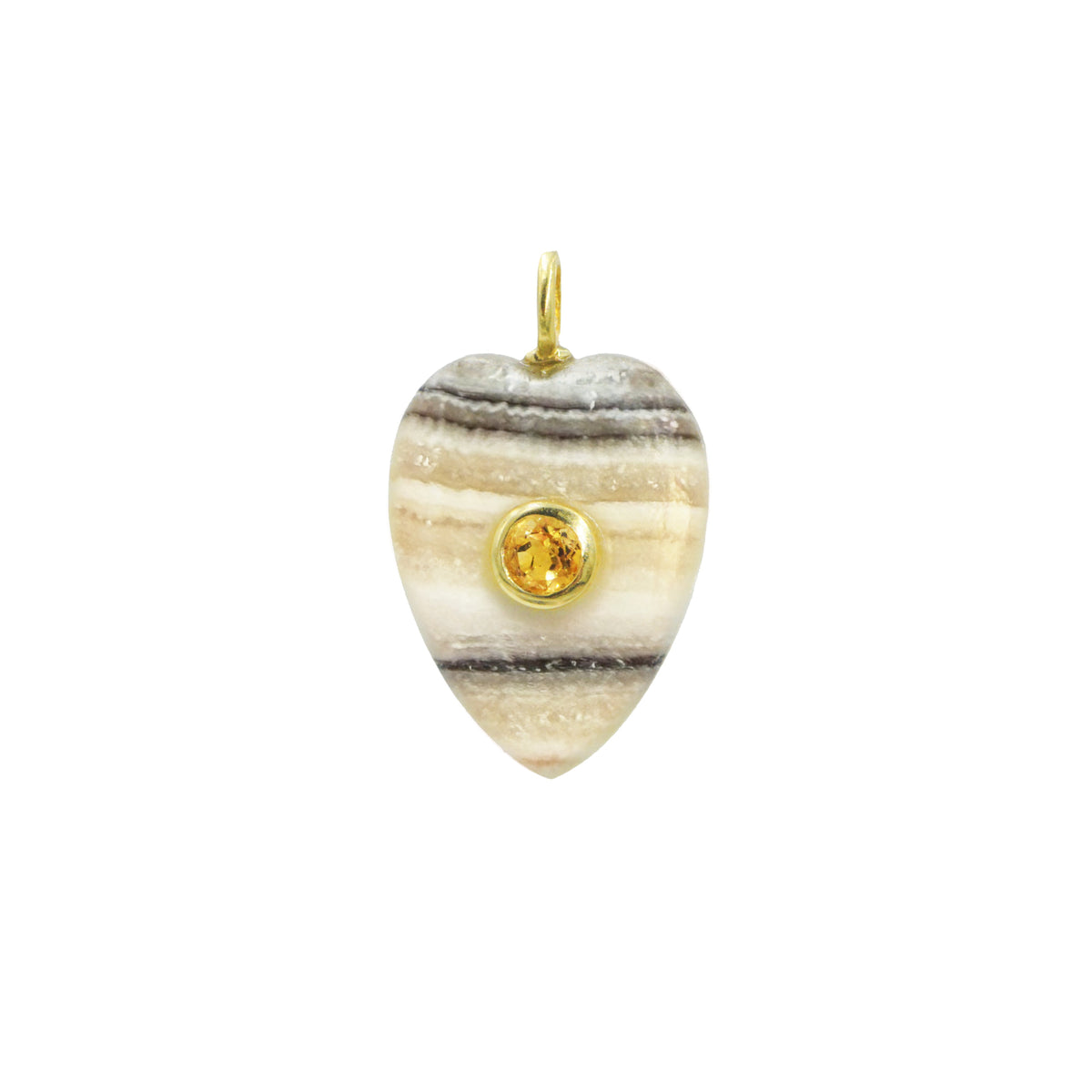 Zebra Calcite Gemstone Pendant With Citrine