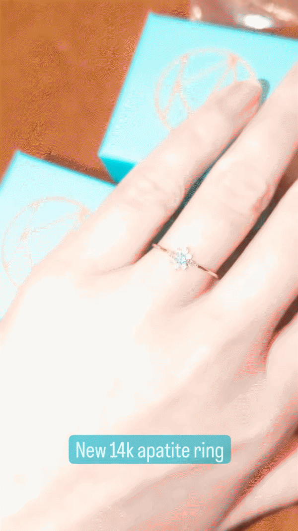 14k Solid Gold Apatite Ring with Sapphire