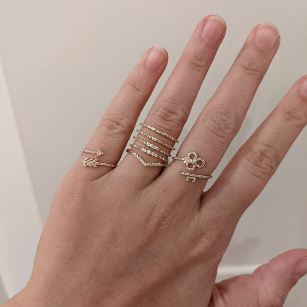 14k gold diamond stacking rings