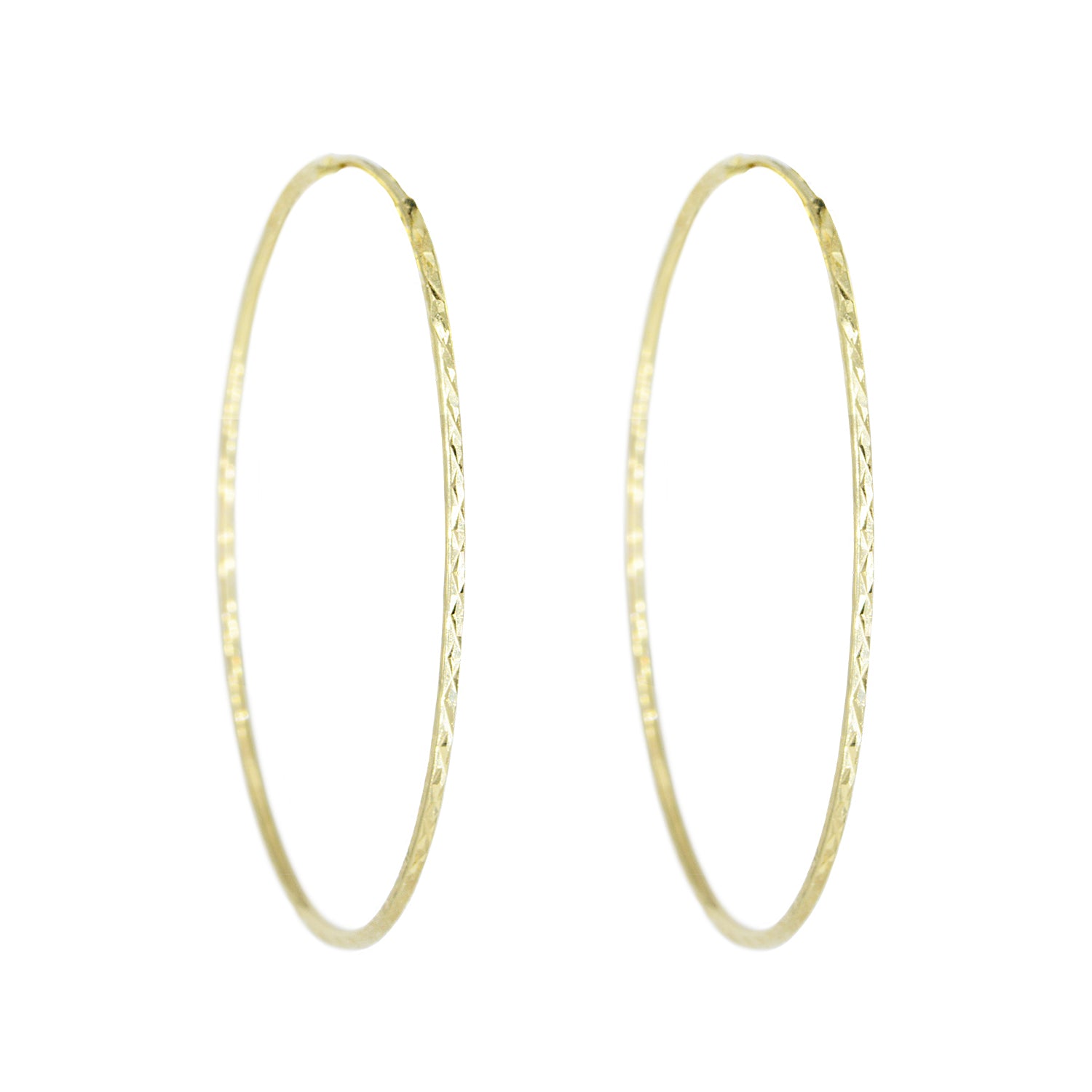 14k Large Gold Sparkle Hoop Earrings