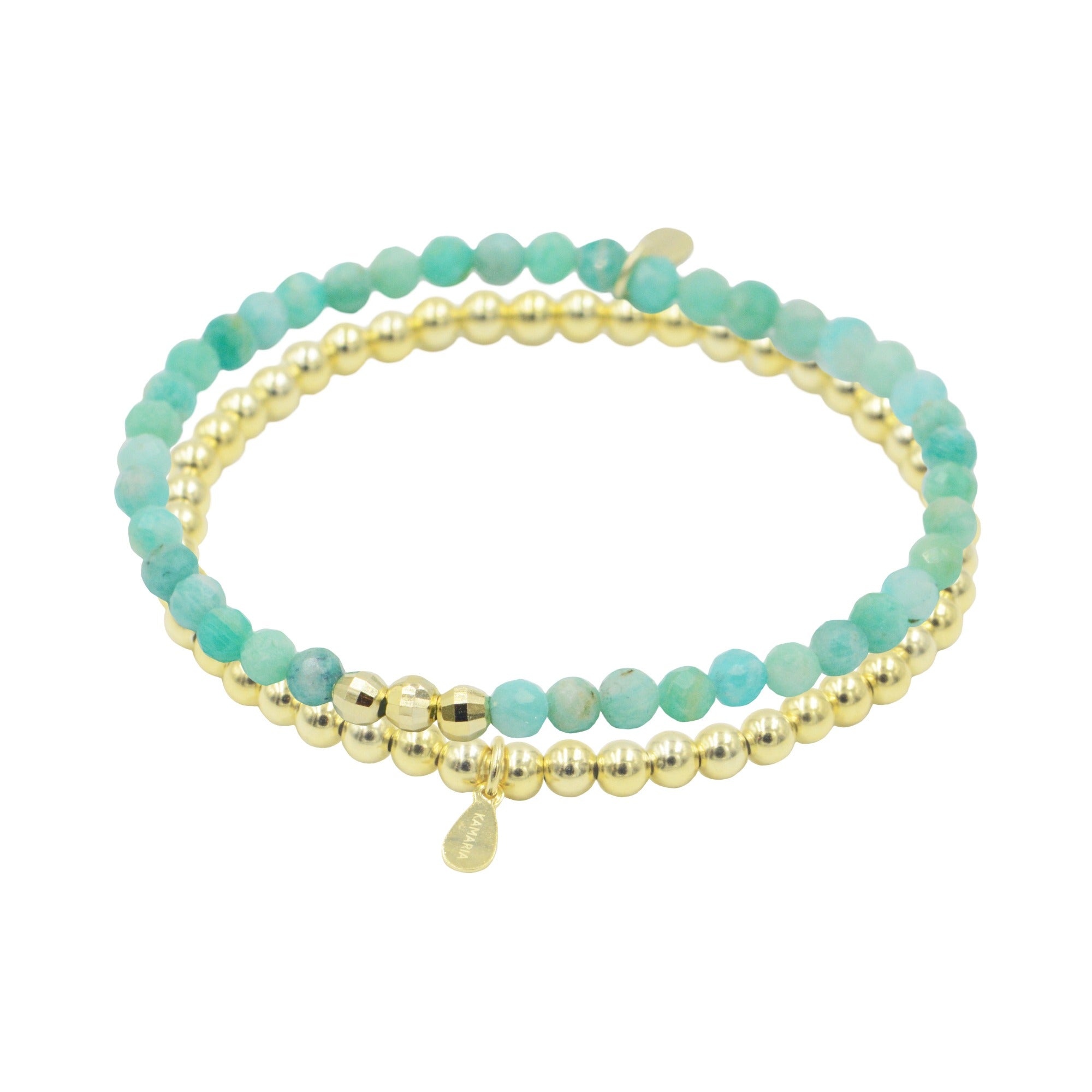 amazonite and gold beaded stacking bracelets 4mm