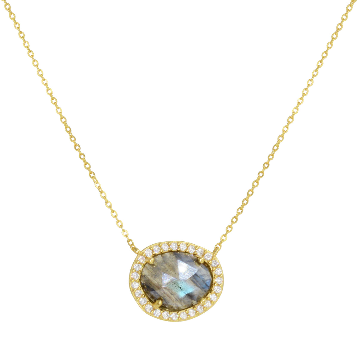 Azizi Necklace With Crystals Labradorite Gold