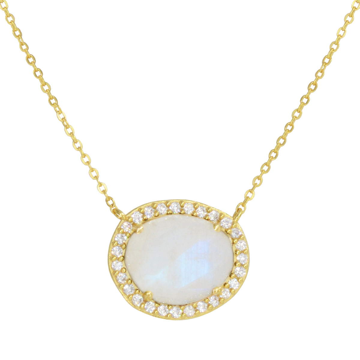 Azizi Necklace With Crystals - Moonstone gold