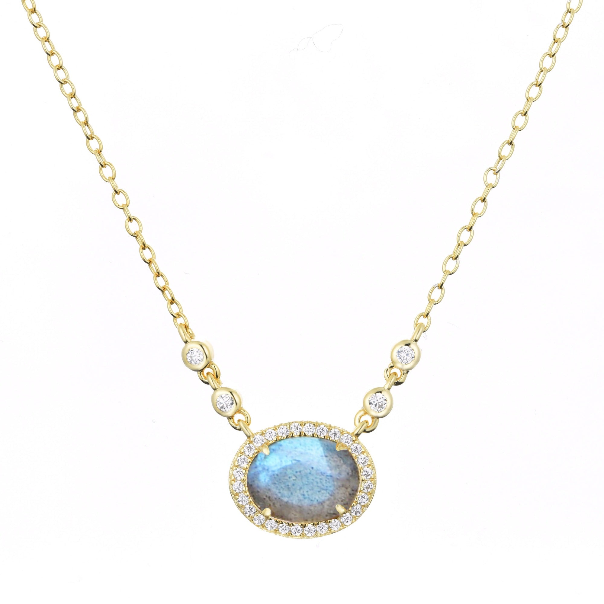 labradorite aura drop necklace in gold