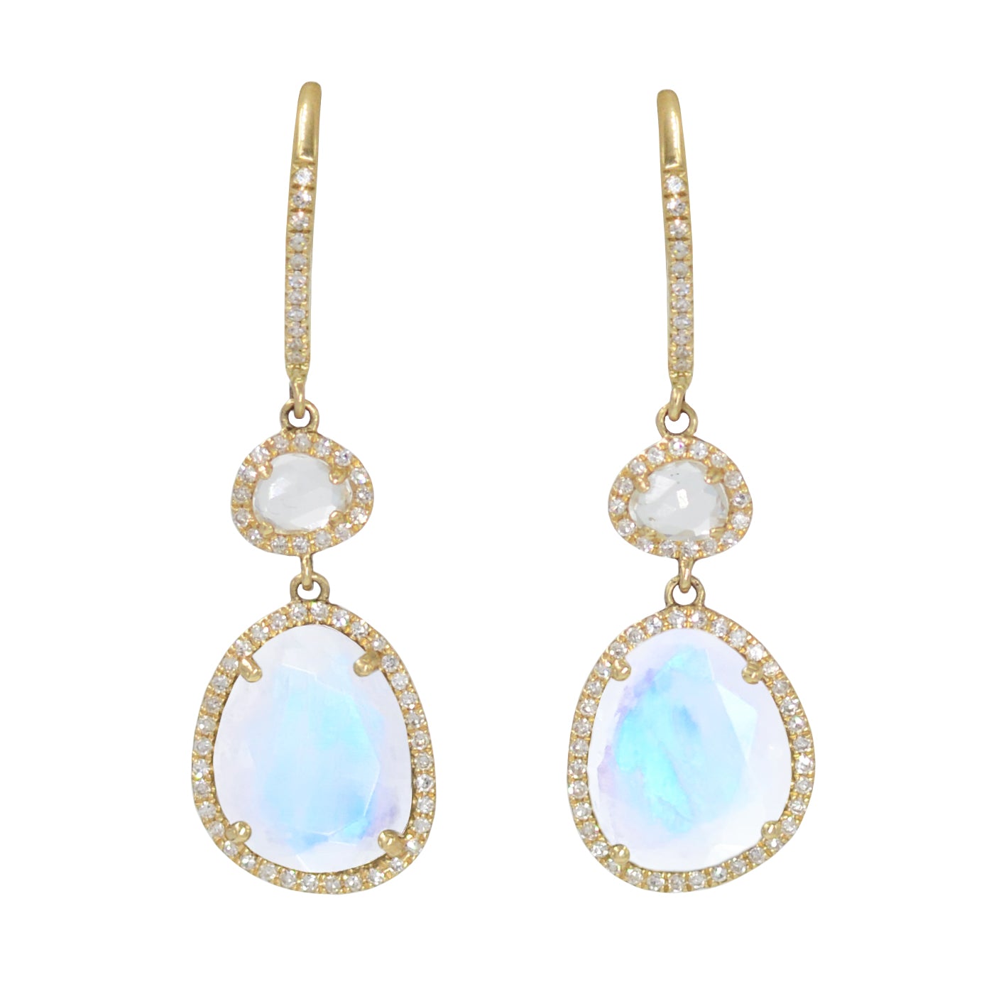 Clara Dangle Earrings With Moonstone Topaz and Diamonds